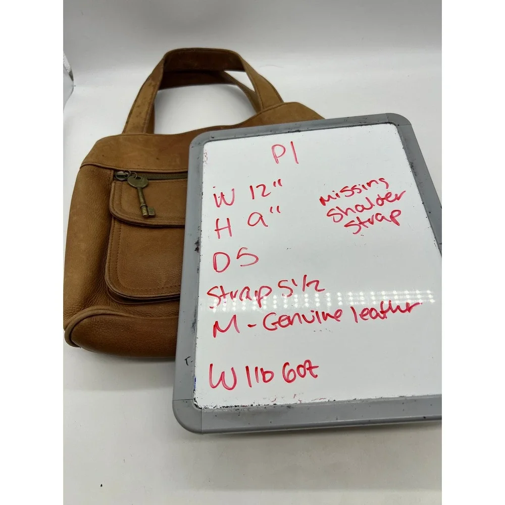Boho Y2K Fossil Genuine Leather Handbag Satchel Tan Cognac minimalist, everday - Picture 12 of 12